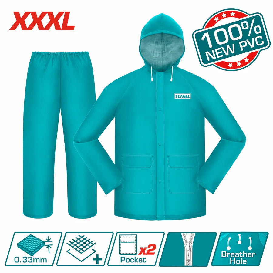 Total Rain Suit (XXXL) 0.33mm PVC/Polyester 2-Piece | THTRS031 Total